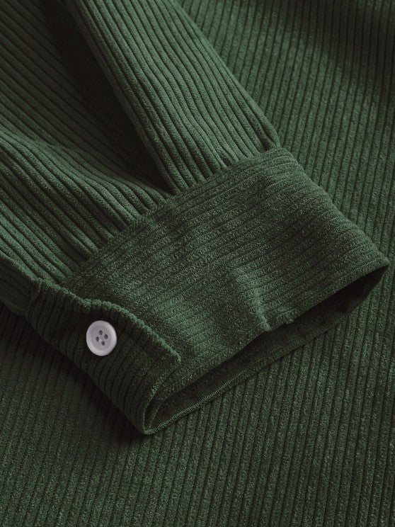 CAMICIA A MANICHE LUNGHE A MEZZO BOTTONE IN VELLUTO A COSTE DA UOMO - Image 21