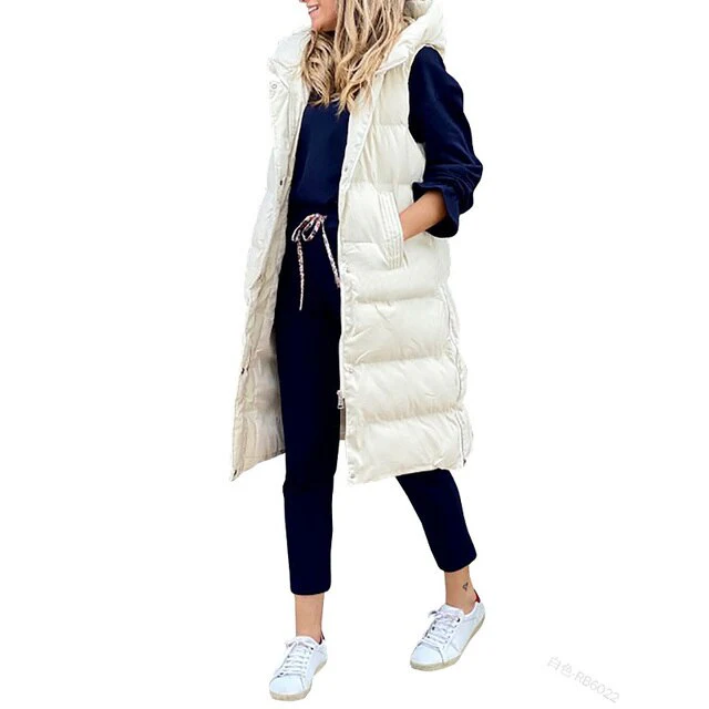 Lena - Gilet Cappotto Lungo in cotone Giacca Senza Maniche - Image 6