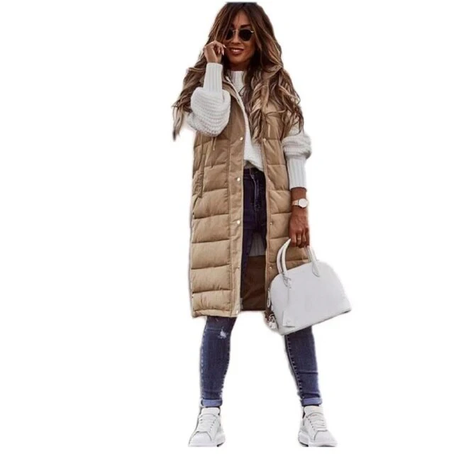 Lena - Gilet Cappotto Lungo in cotone Giacca Senza Maniche - Image 8