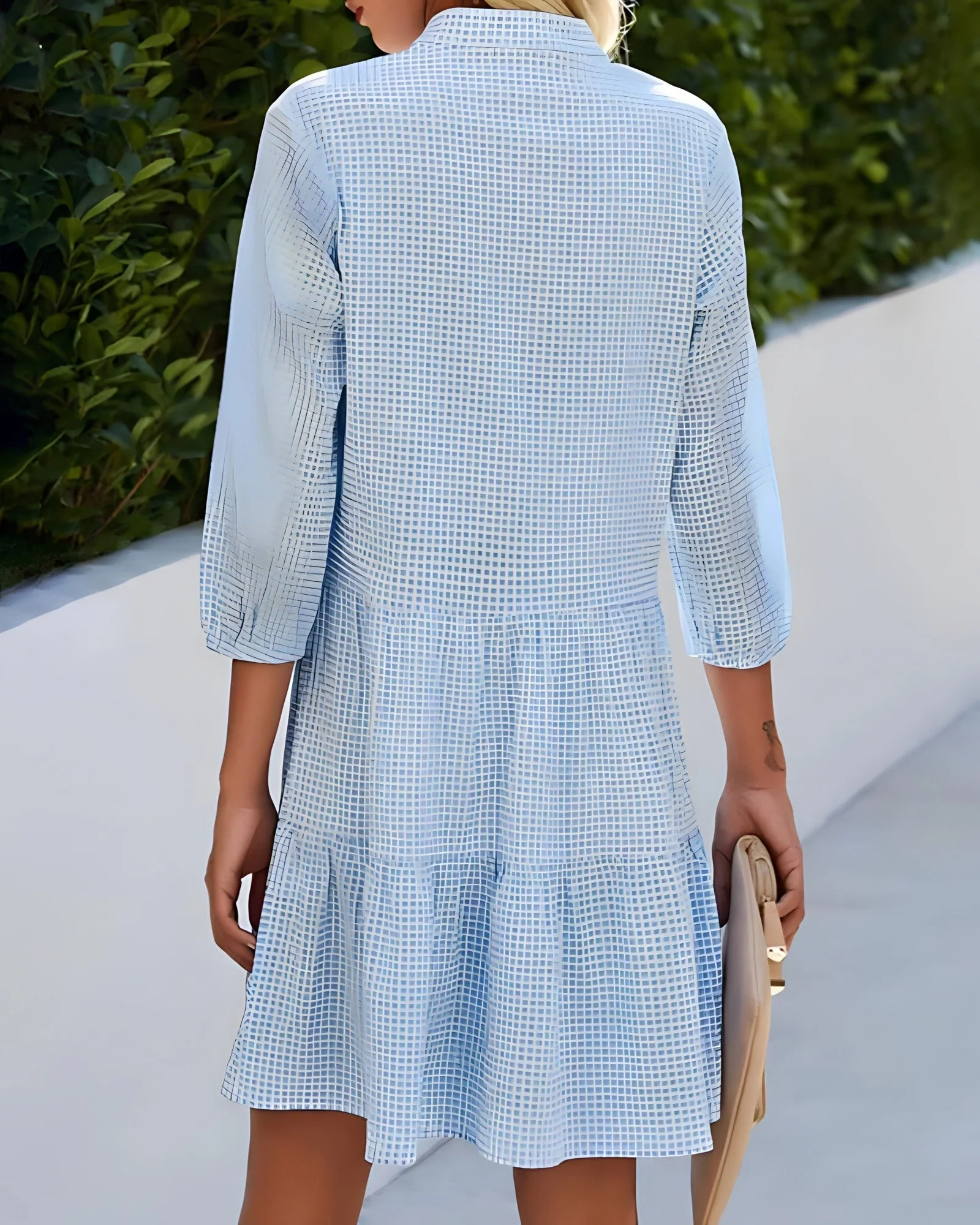 Aurore - Abito donna Azzurro a scacchi - Image 4