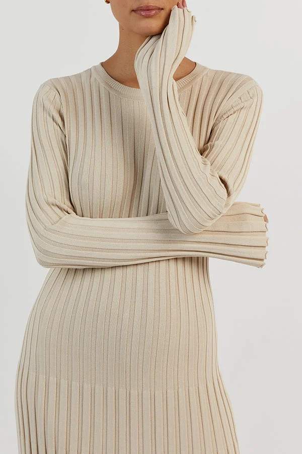 Vestito Midi In Maglia Con Maniche a Girocollo - Image 13