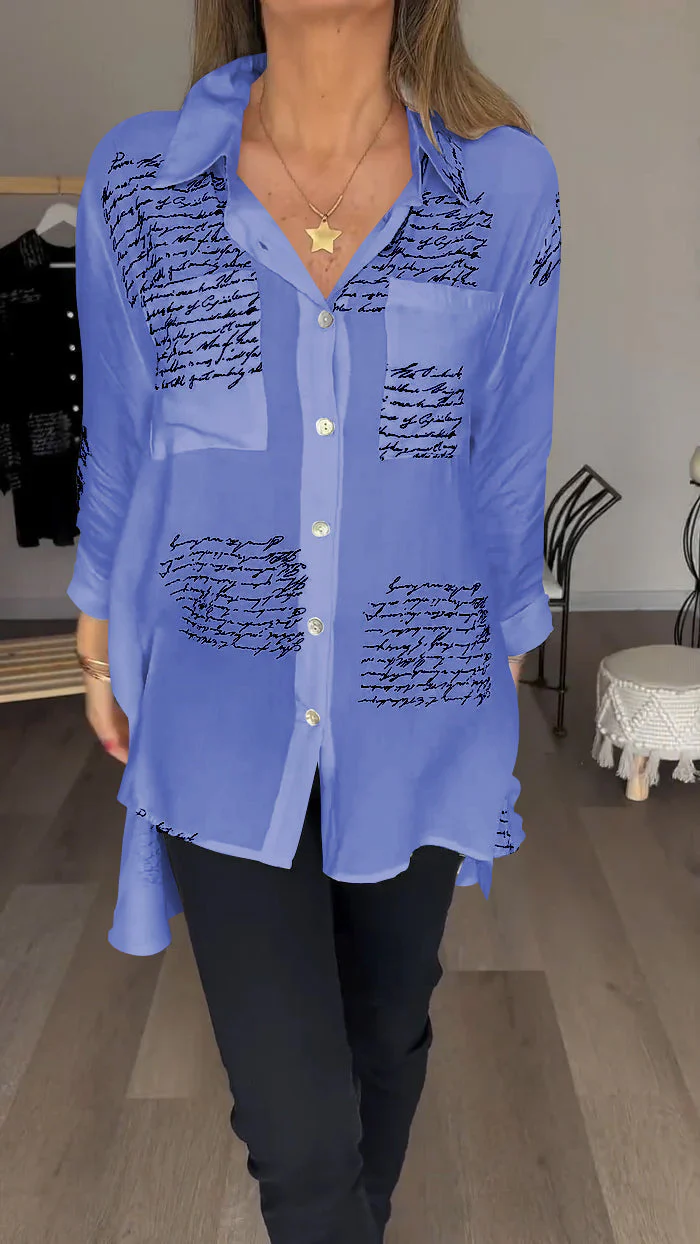 Sofia - Camicia Con Stampa a Lettere e Risvolto - Image 6