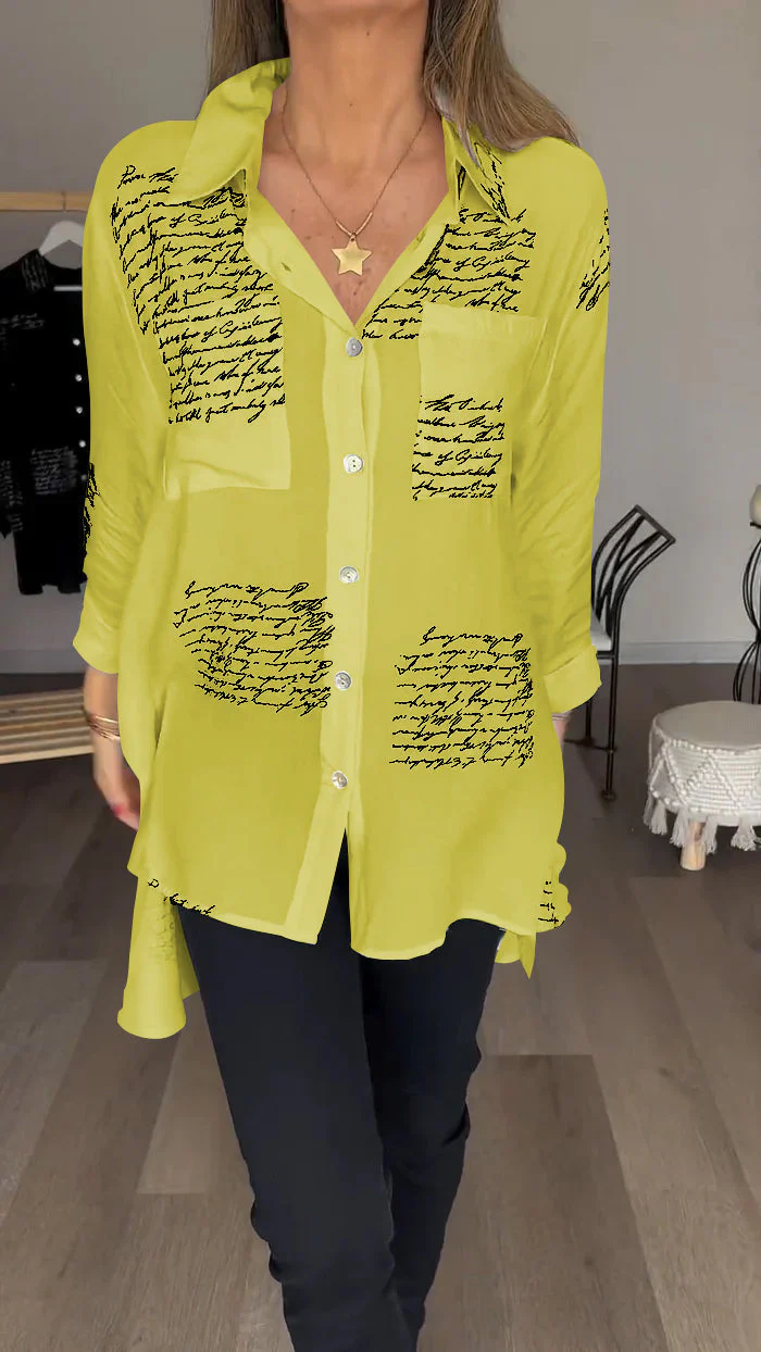 Sofia - Camicia Con Stampa a Lettere e Risvolto - Image 7
