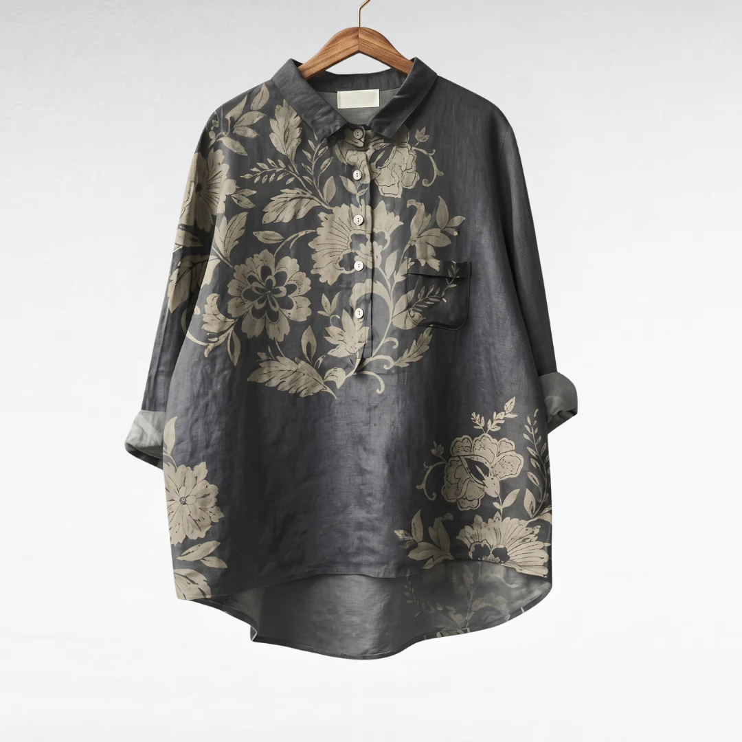 Chiara | Blusa In Lino Con Stampa Floreale