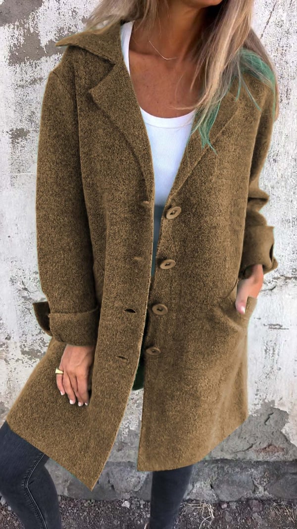 Christina - Cappotto Monopetto Casual in Lana con Revers - Image 10