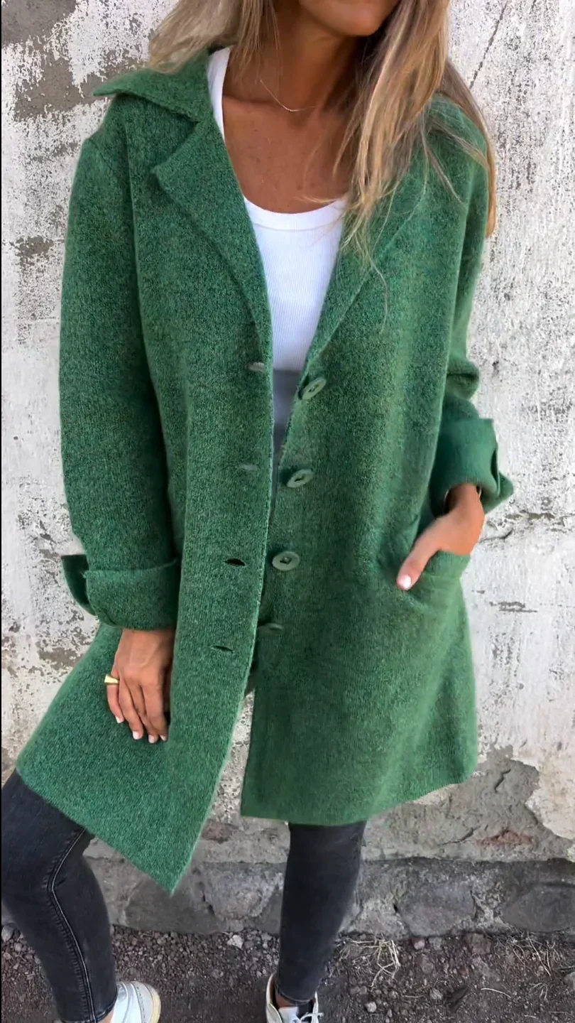 Christina - Cappotto Monopetto Casual in Lana con Revers - Image 3