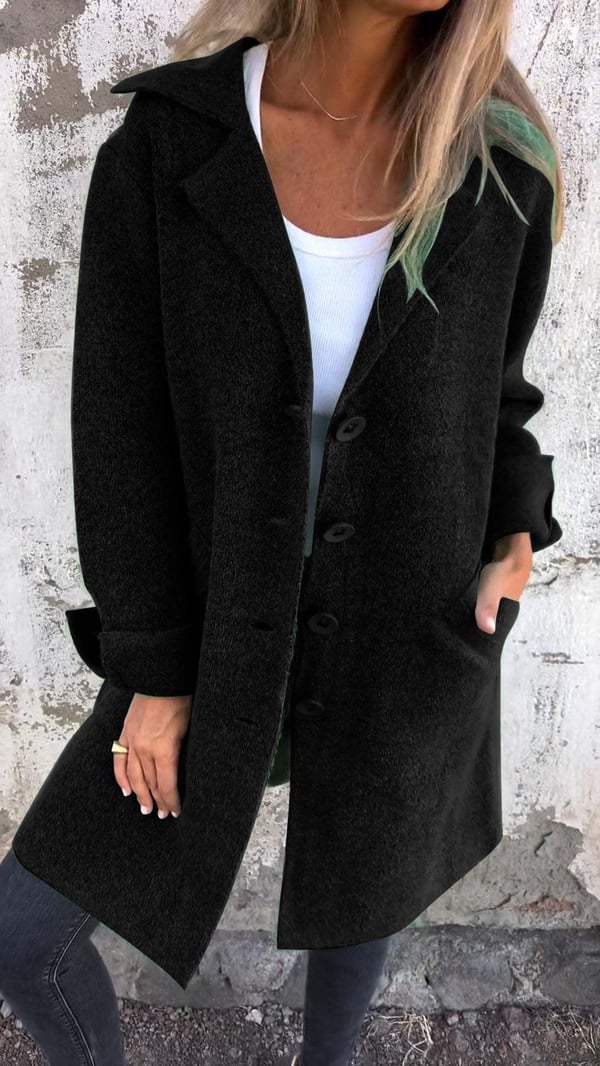 Christina - Cappotto Monopetto Casual in Lana con Revers - Image 5