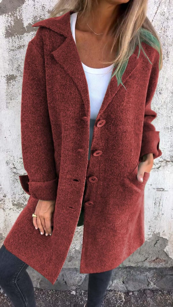 Christina - Cappotto Monopetto Casual in Lana con Revers - Image 7