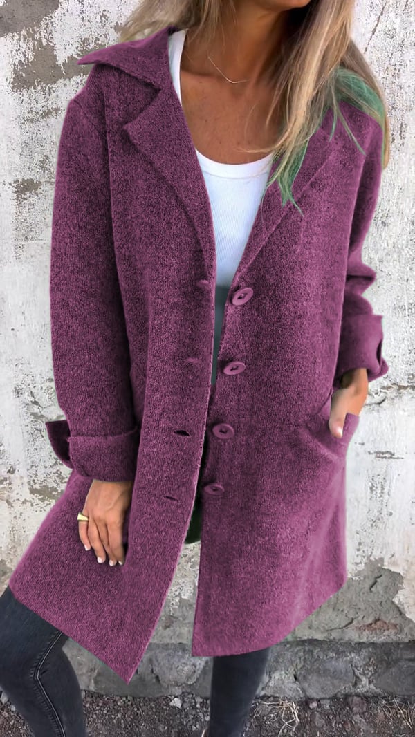 Christina - Cappotto Monopetto Casual in Lana con Revers - Image 8