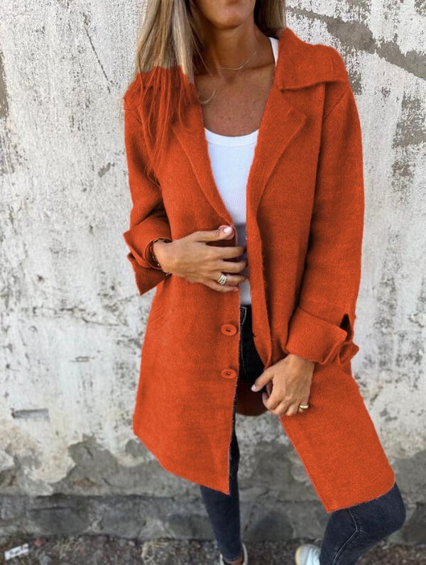 Christina - Cappotto Monopetto Casual in Lana con Revers - Image 9