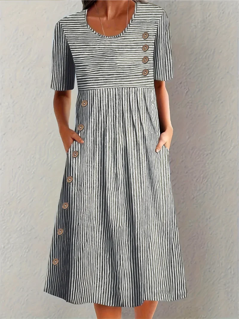 Marina | Elegante Abito Midi A Righe - Image 2