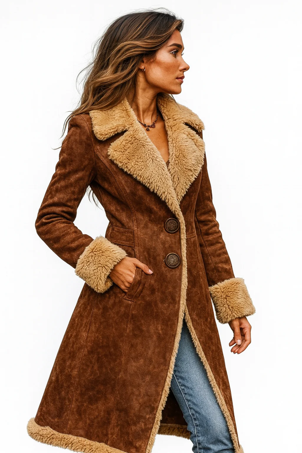 Nuvia | Cappotto Lungo di Ispirazione Vintage con Pelliccia - Image 3