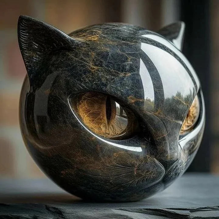 Nyxcharm - Scultura Mistica Di Testa Di Gatto Nero - Image 2