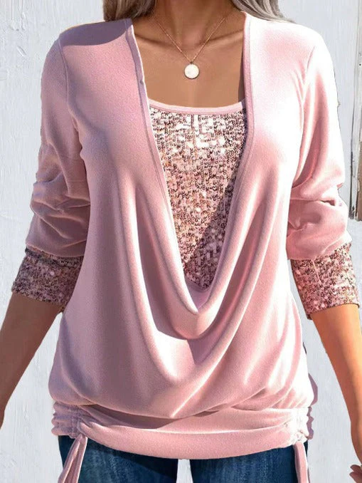 Talía | Blusa con Dettagli Luminosi e Scollo Drappeggiato - Image 3
