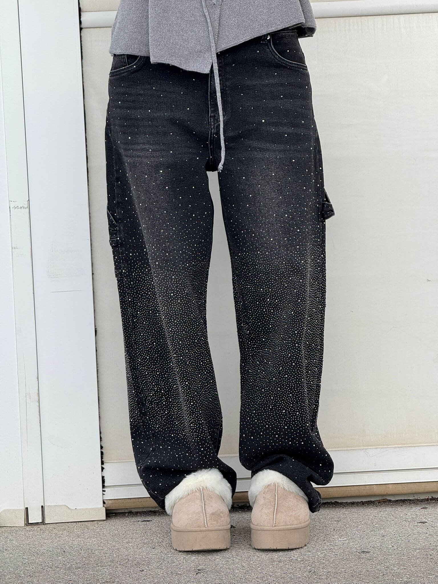 Uva - Jeans Donna Baggy Effetto Paint Urban - Image 3