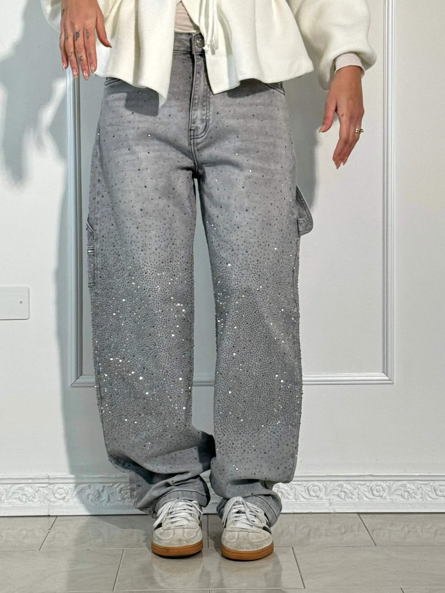 Uva - Jeans Donna Baggy Effetto Paint Urban - Image 4