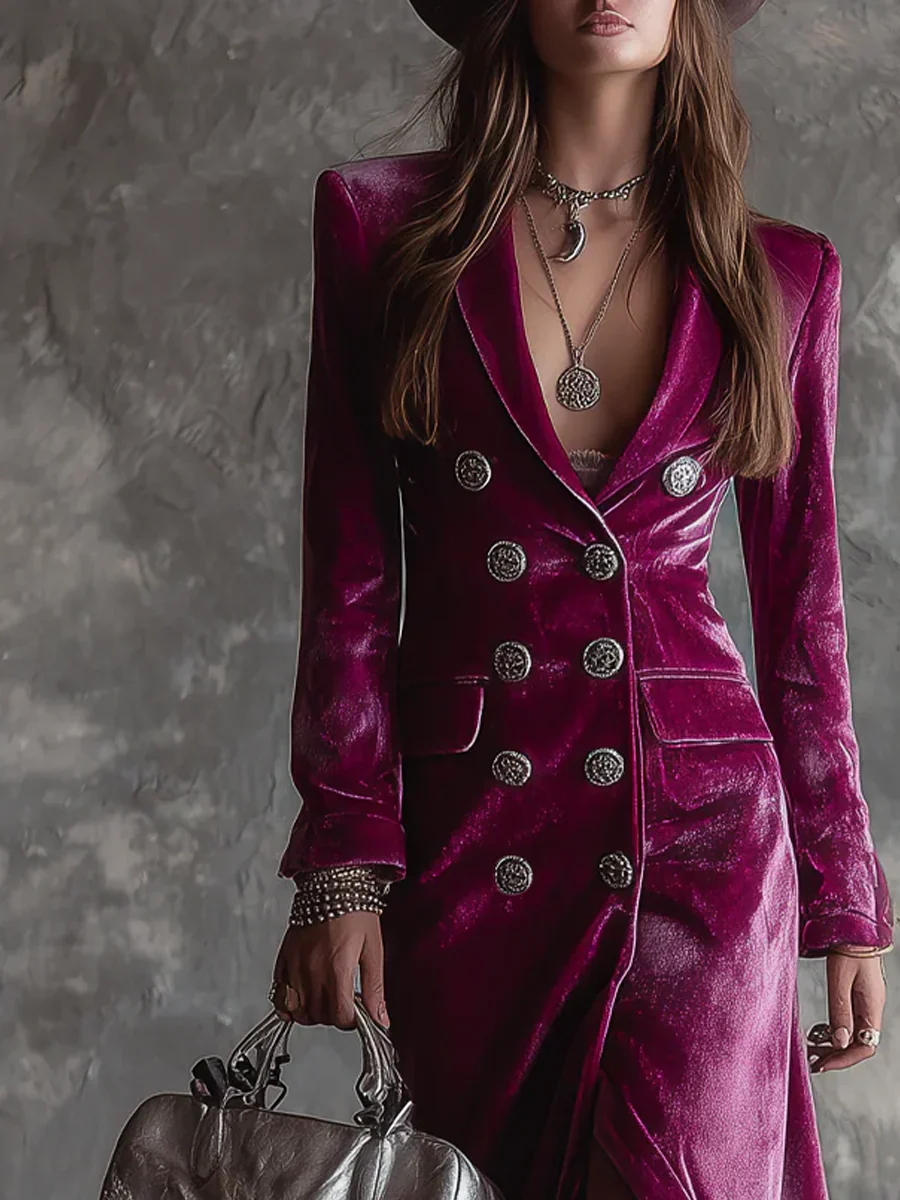 Vera | Abito blazer lungo in velluto